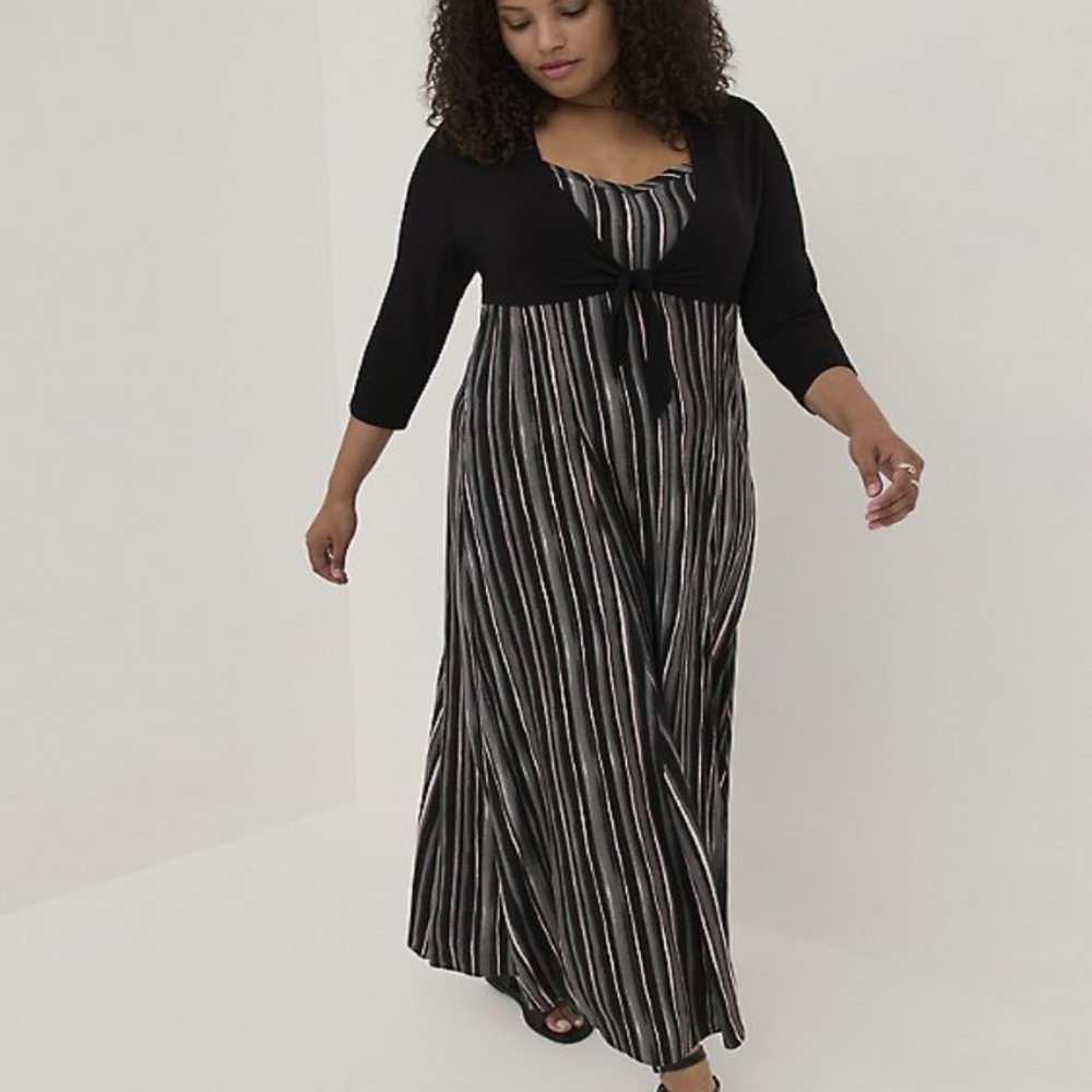 Torrid Trapeze Maxi Dress -Challis Stripe